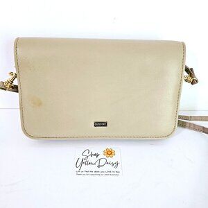 Buxton Beige Leather Crossbody Wallet Clutch‎ Purse Wristlet With Mirror 《834》M